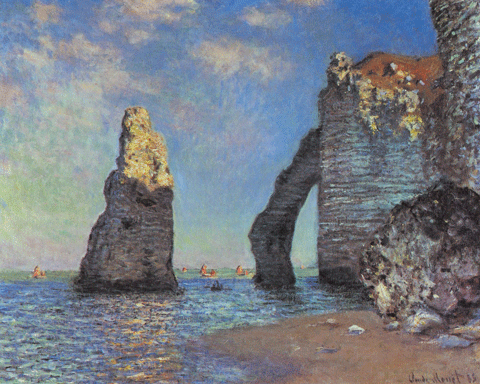 reproductie The cliffs at etretat van Claude Monet